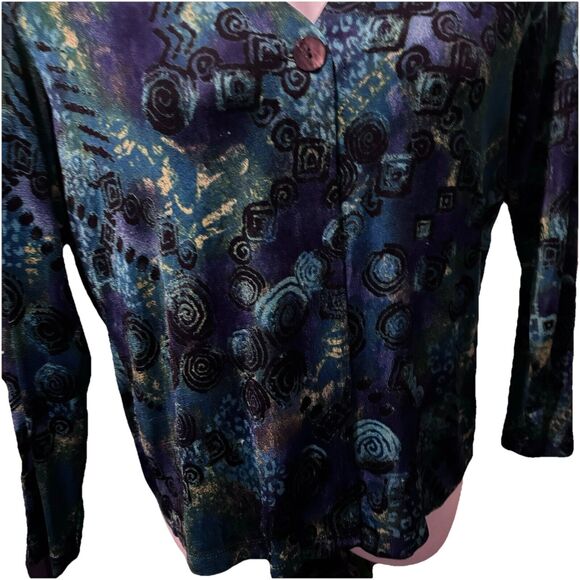 Chicos Travelers Women’s Size 2 Whimsagoth Abstract Business Geometric Y2K Artsy - Picture 5 of 11